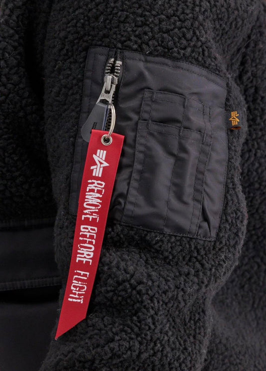 Red Ribbon Alpha industries Ma-1 tape tags Label Keychain REMOVE BEFORE FLIGHT