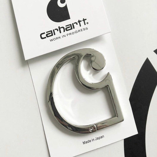Carhartt WIP Modern Streetwear Chrome Silver Logo Exclusive Key Chain Carabiner