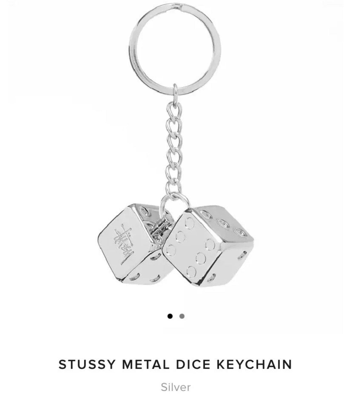 Stussy Modern Silver Streetwear Dice Keychain  Accessory